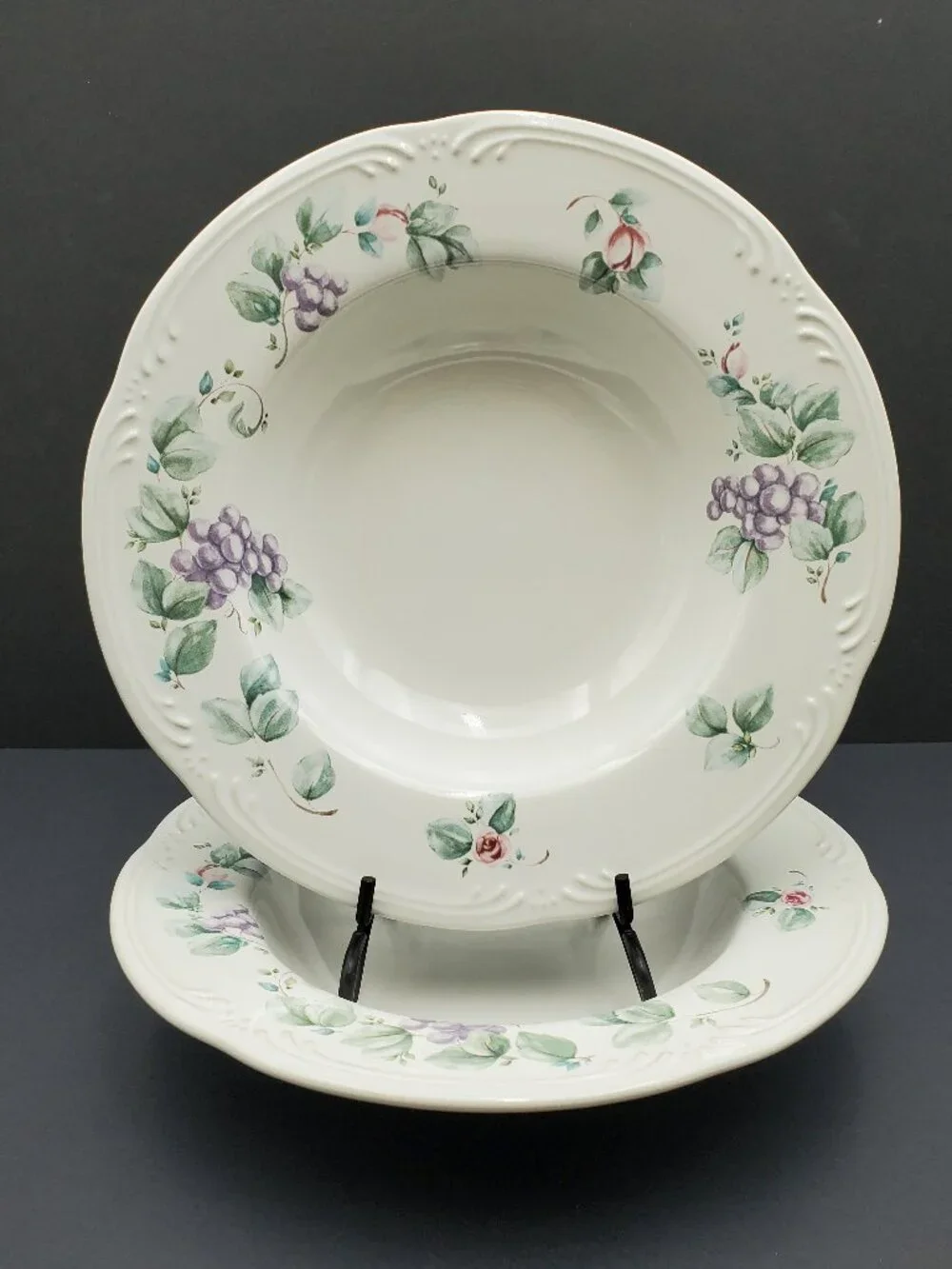 Pfaltzgraff Grapevine Dinner Bowls Individual Rimmed Pasta Bowls Salad Bowls